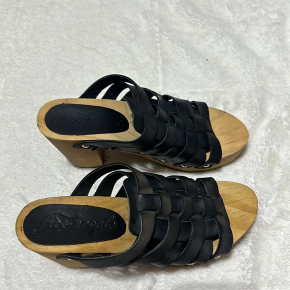 Free People | size 7.5 | black woven wooden clogs - Picture 8 of 9